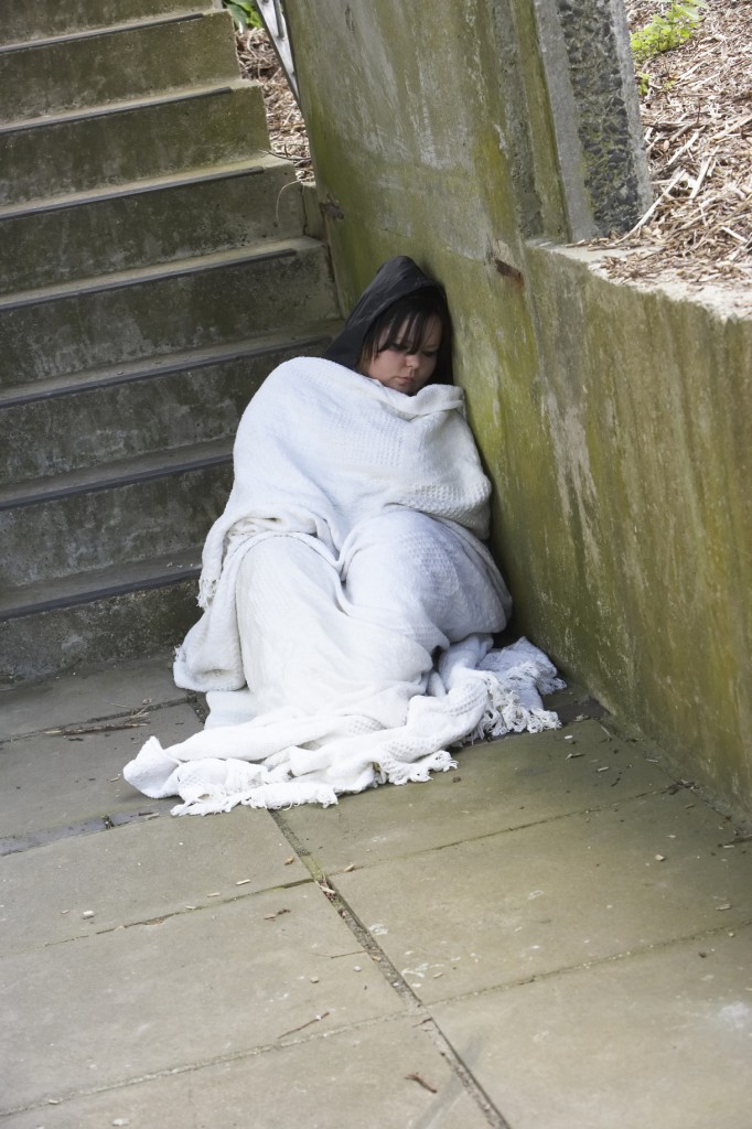 Homeless Girl Sleeping Rough